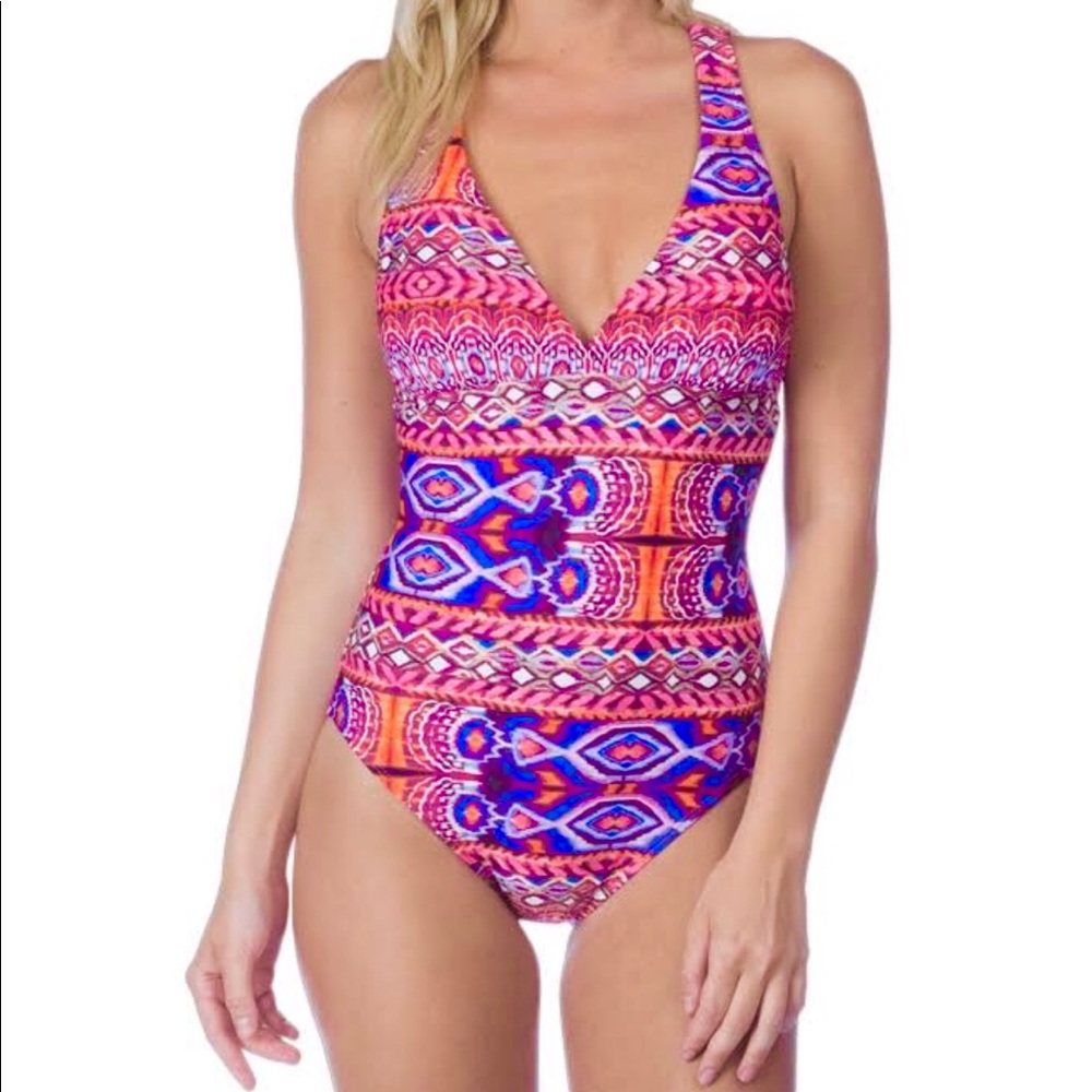SOLD La Blanca Watermelon Cross One Piece Swimsuit